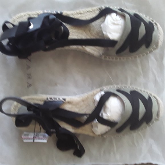 NWT Zara Lace-Up Espadrilles Sandals Size 10 EU 41 - Picture 2 of 11